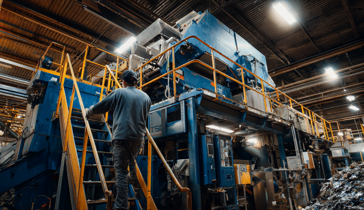 Processed copper chops at the recycling facility